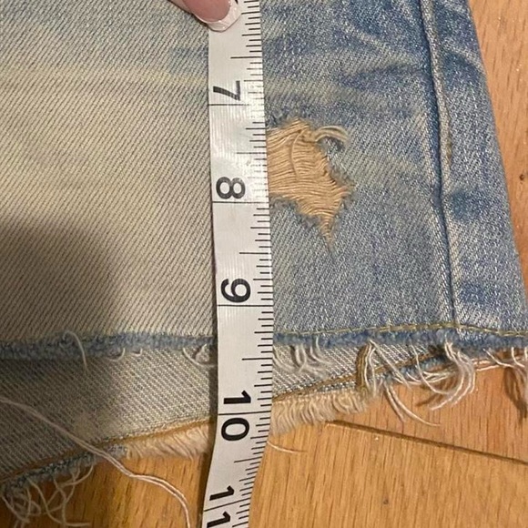 Women's distressed low rise mini jean shorts with unique embroidered design - Picture 8 of 12